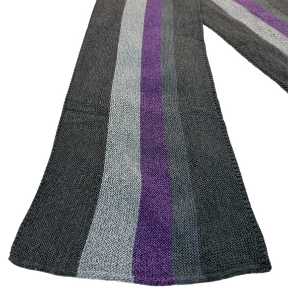 Banana Republic 100% Merino Wool Scarf – Charcoal, Grey & Purple Stripes - Picture 6 of 7